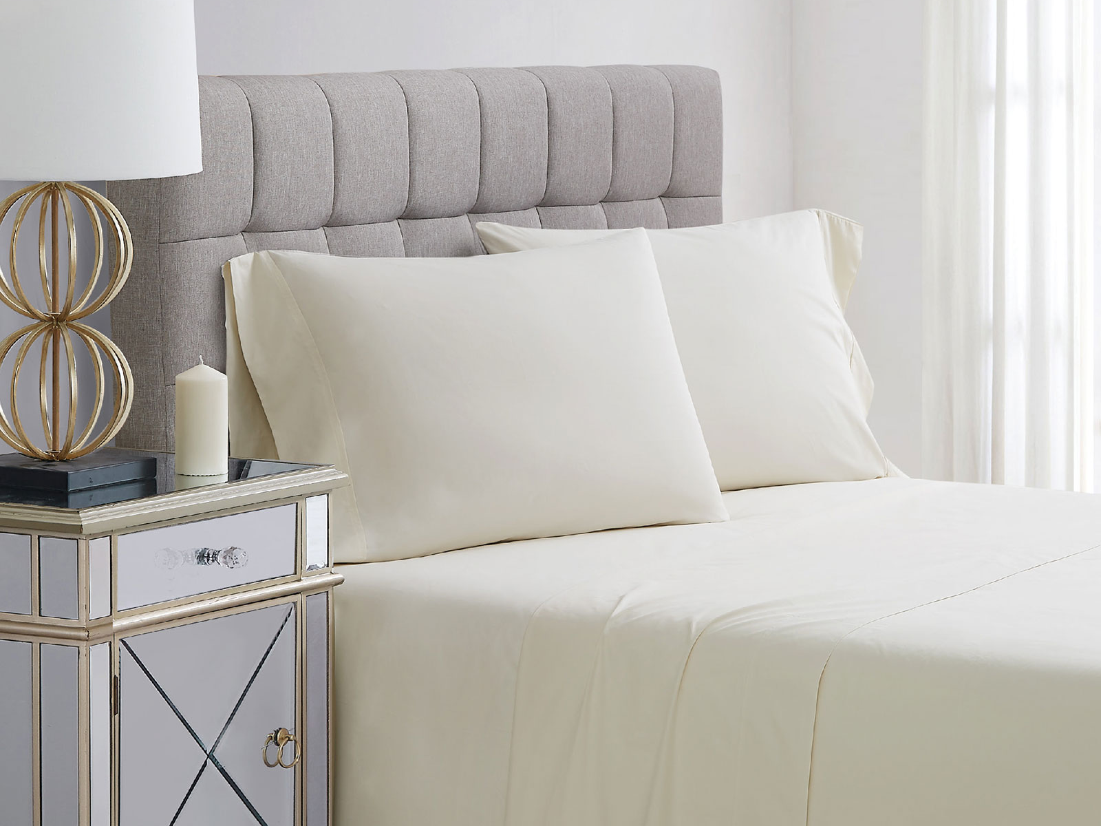 Charisma Standard Percale Cotton 400 TC Pillowcase Set | Almond